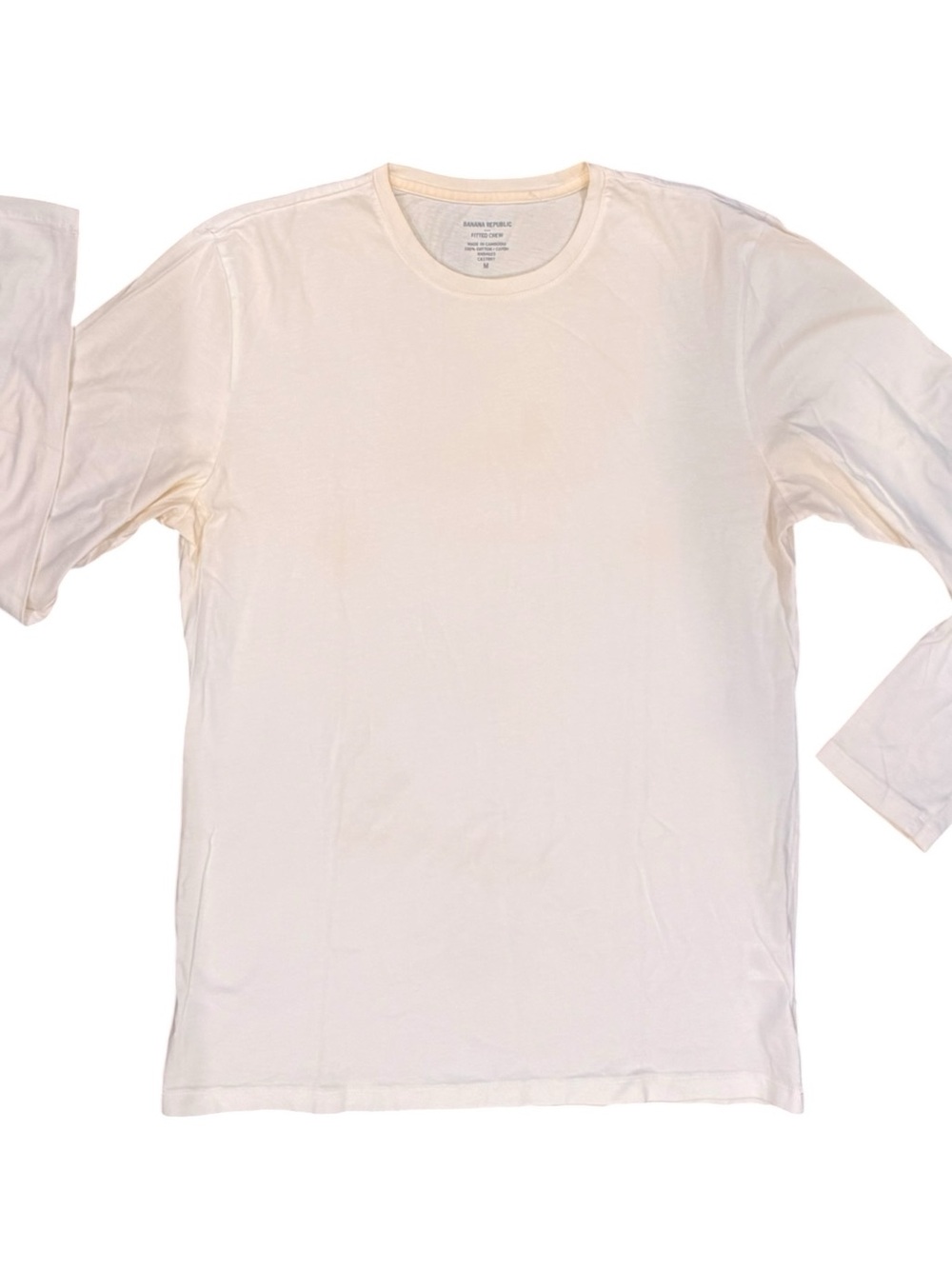 Classic Long Sleeve Crewneck Shirt - Cream 100% cotton